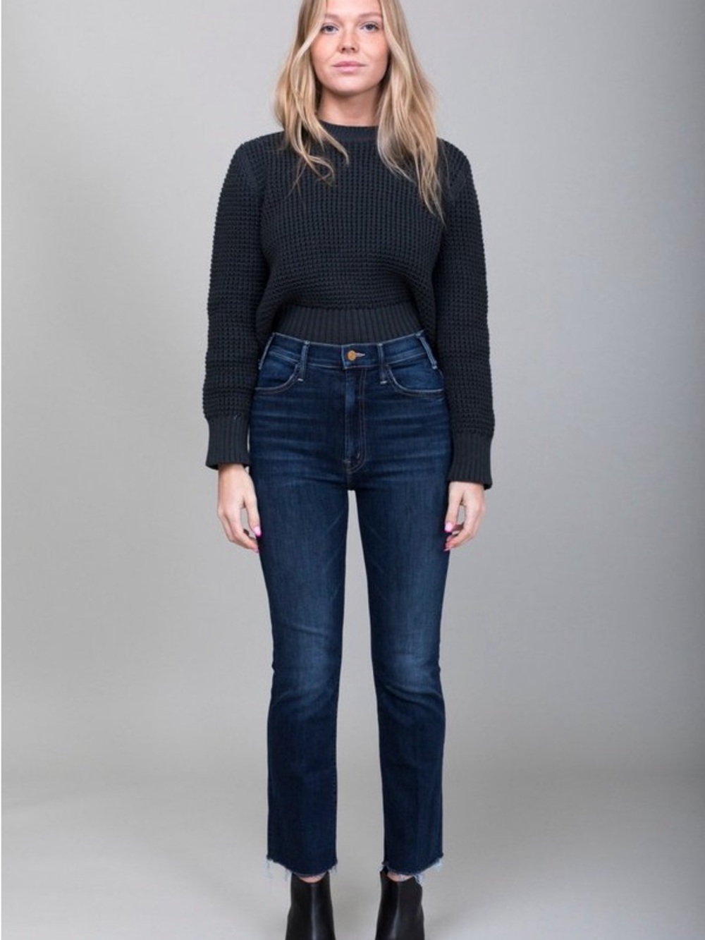 Mother The Hustler Ankle Fray Teaming Up Denim Jeans Womens Size 26